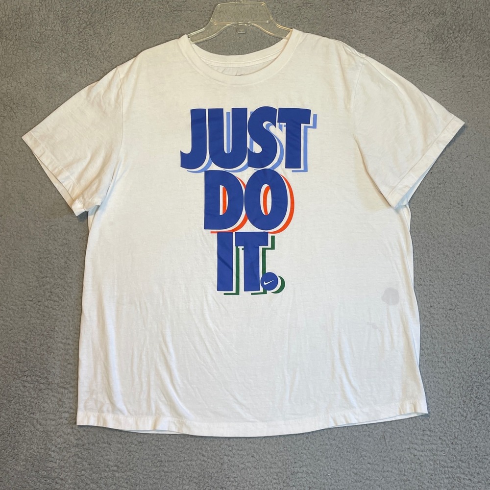 Nike The Nike Tee Just Do It T Shirt XXL White Blue Graphic Mens